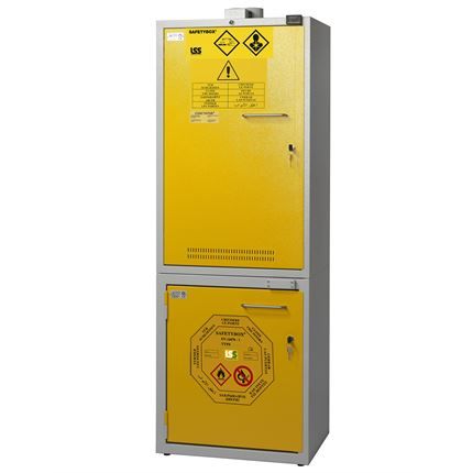 Шкаф для возгораемых веществ + химических средств, кисло и щелочей, шириной 600 мм - KEMFIRE 600 TYPE A
