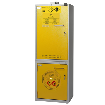 Armoire pour produits inflammables + chimiques acides et basiques de 600 mm de large - KEMFIRE 600 A TYPE A