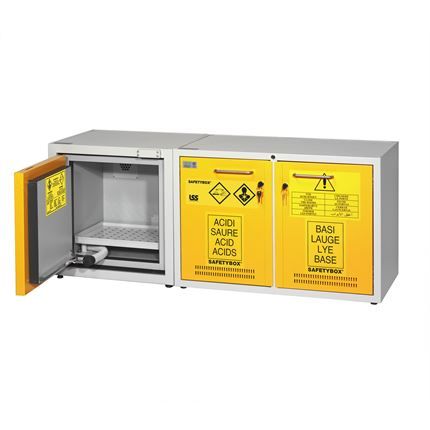 Шкаф под вытяжку для возгораемых веществ + химических средств, кисло и щелочей, шириной 1500 мм - KEMFIRE 1500/50 TYPE C